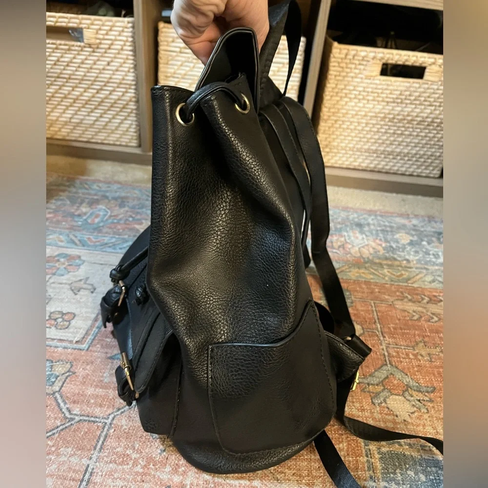 Black Leather Backpack